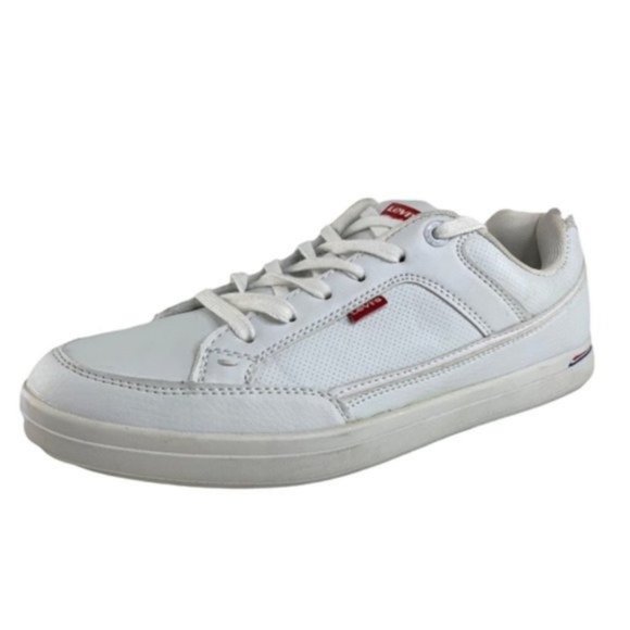 Levi’s White Lace Up Faux Leather Sneakers - Picture 1 of 8